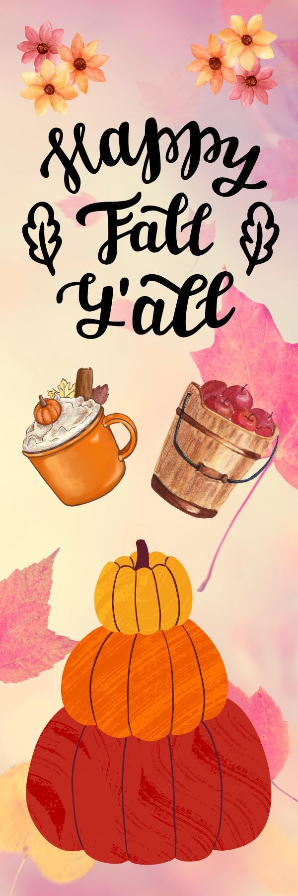 Autumn Leaves Reading Bookmark Festive Pumpkin &amp; Apple Design