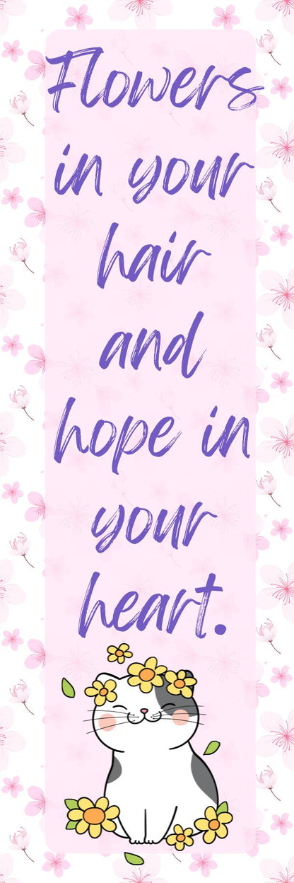 Pink "Flowers in Your Hair" Bookmark