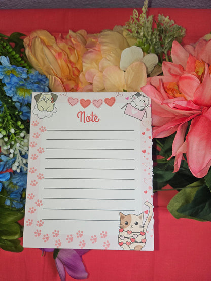 Paws &amp; Whiskers Valentines Notepad 4.25&quot; x 5.5&quot;