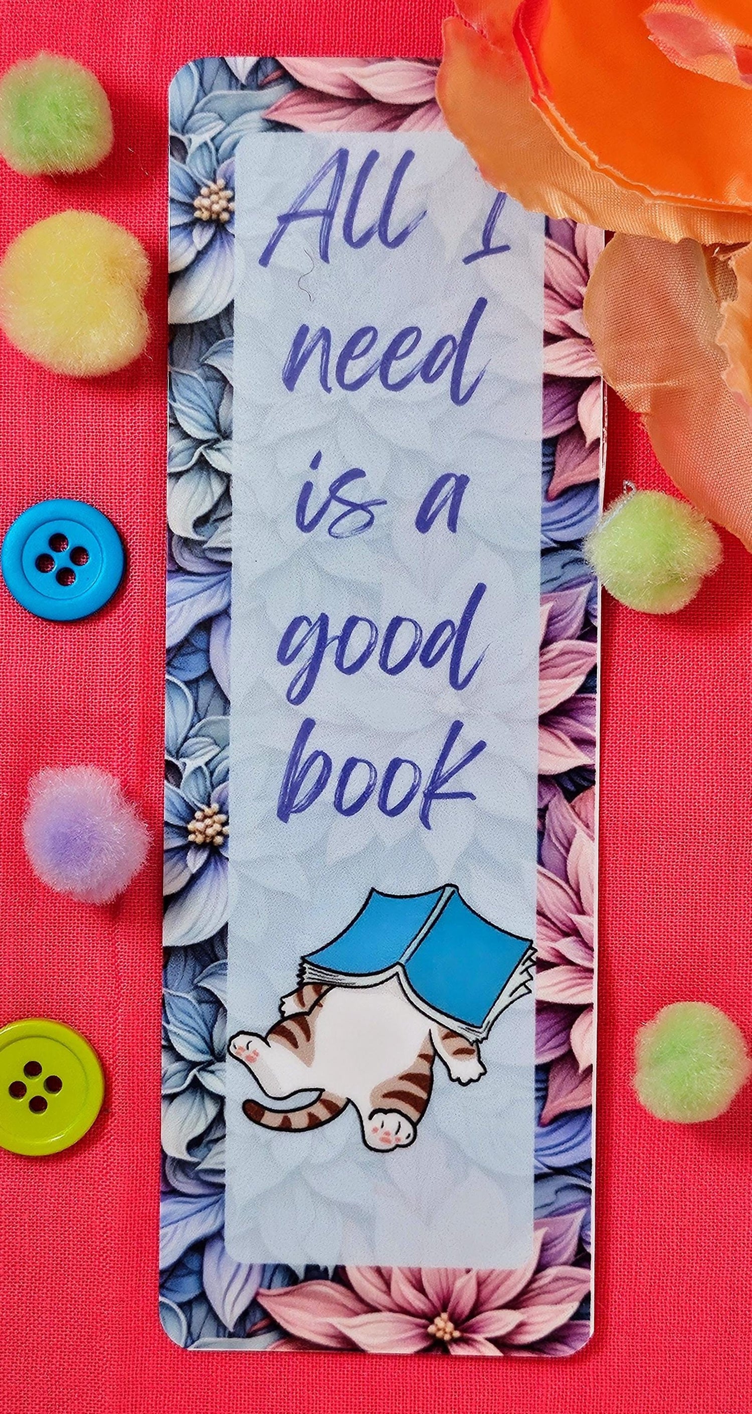 Whiskers &amp; Words Bookmark - Floral Bookmark