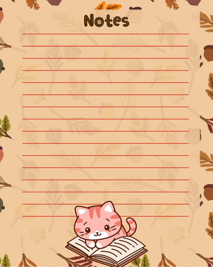 Fall Cozy Cat Notepad 4.25&quot; x 5.5&quot;