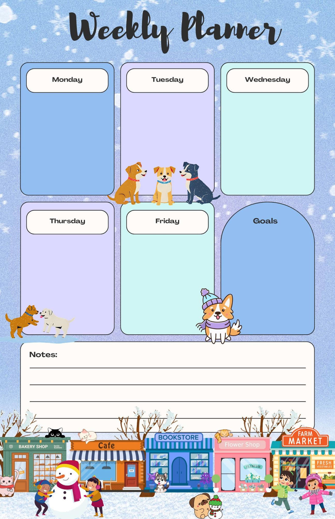Main Street Winter Weekly Planner Notepad 5.5" x 8.5"
