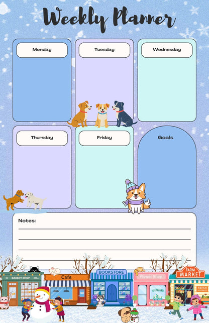 Main Street Winter Weekly Planner Notepad 5.5" x 8.5"