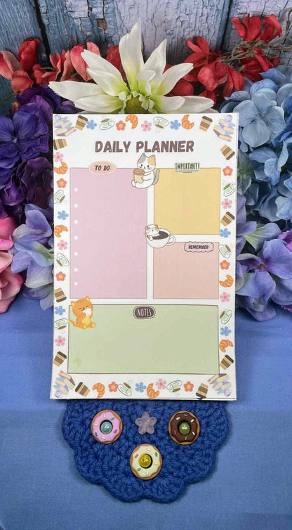 Cozy Cat Café Daily Planner Notepad 5.5" x 8.5"