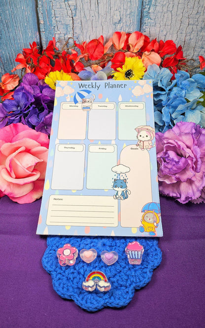 Rainy Paws Weekly Planner Notepad 5.5" x 8.5"
