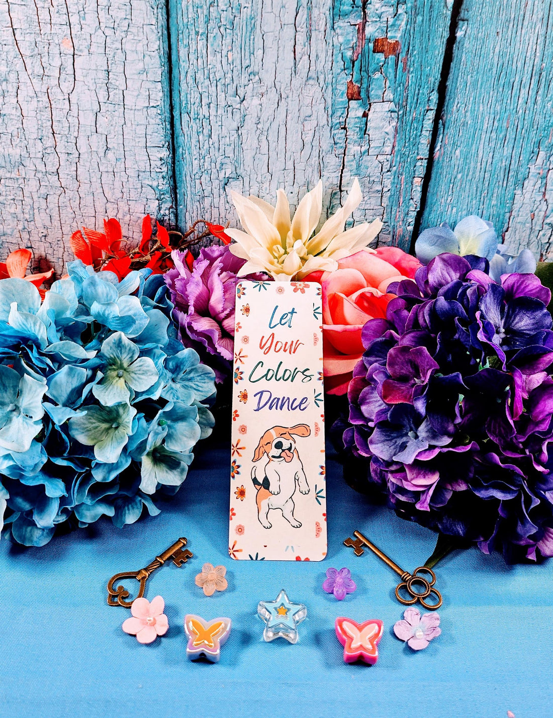 Dog "Let your Colors Dance" Flower Bookmark