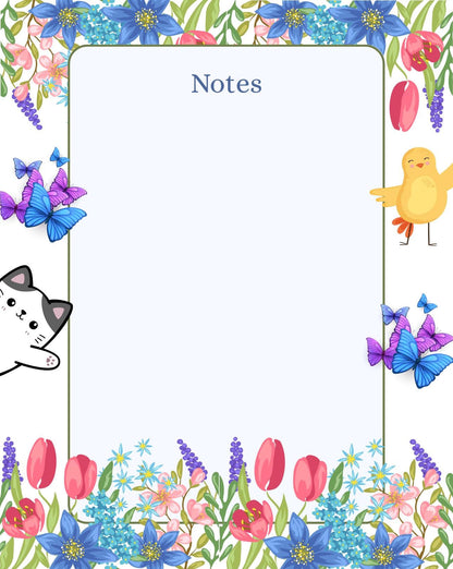 Whimsical Floral Animal Notepad 4.25&quot; x 5.5&quot;