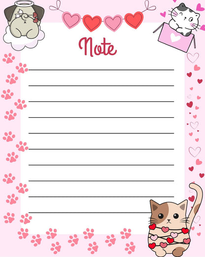 Paws &amp; Whiskers Valentines Notepad 4.25&quot; x 5.5&quot;