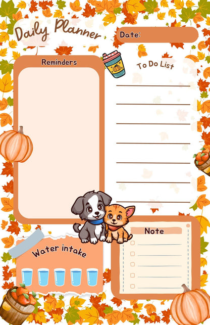 Fall Leaves Daily Planner Notepad 5.5" x 8.5"