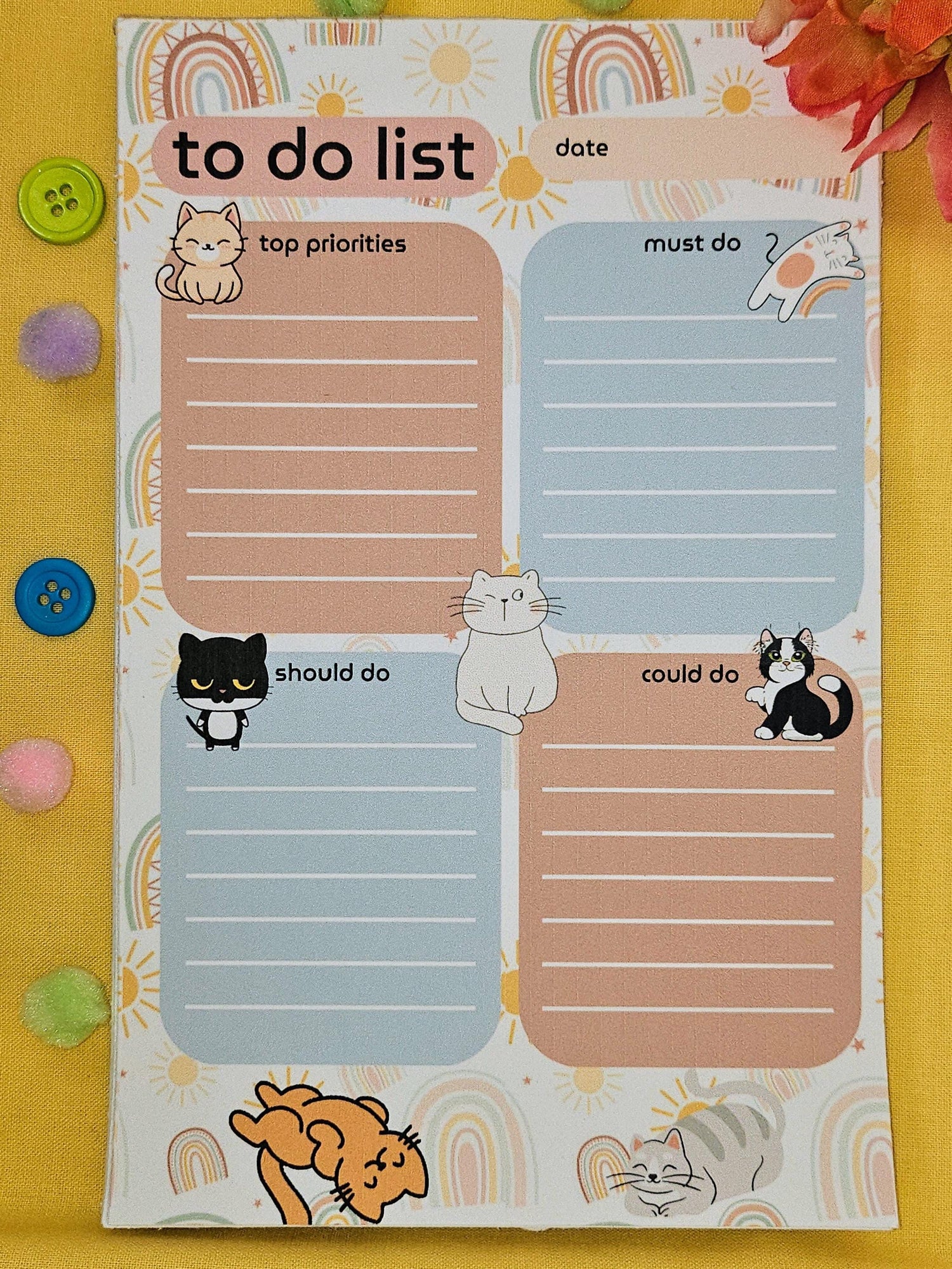 Meowgical Priorities Daily Planner Notepad 5.5" x 8.5"