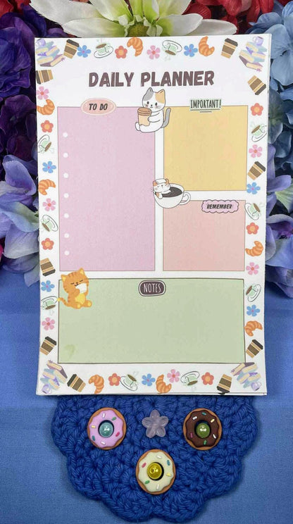 Cozy Cat Café Daily Planner Notepad 5.5" x 8.5"