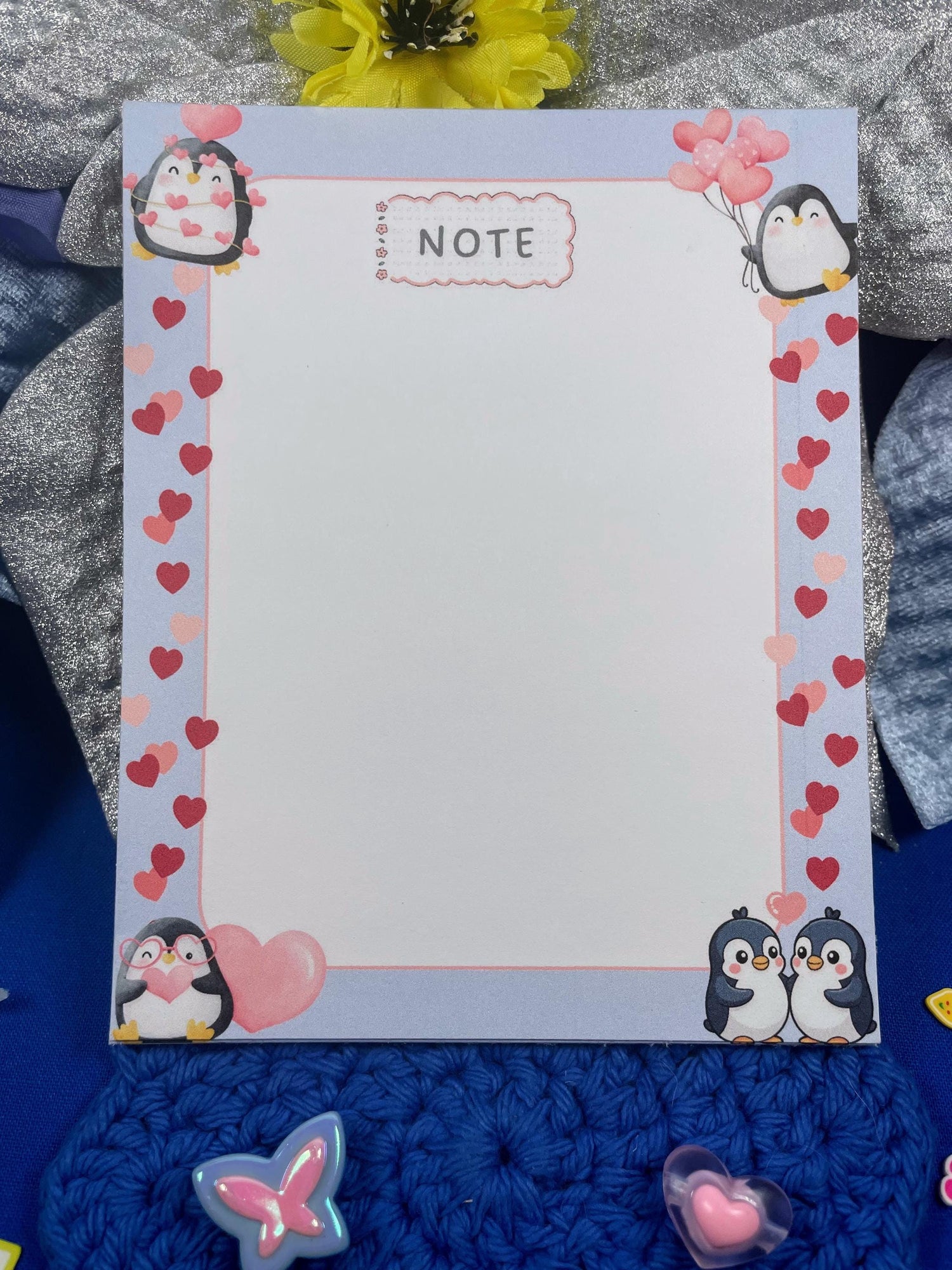 Penguin Kisses &amp; Heart Wishes Notepad 4.25&amp;quot; x 5.5&amp;quot; Autumnmist Boutique
