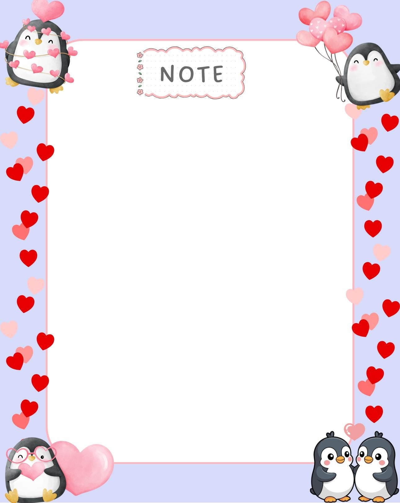 Penguin Kisses &amp; Heart Wishes Notepad 4.25&amp;quot; x 5.5&amp;quot; Autumnmist Boutique