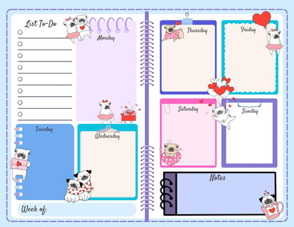 Pug Love Planner Notepad 8.5&amp;quot; x 11&amp;quot; Autumnmist Boutique