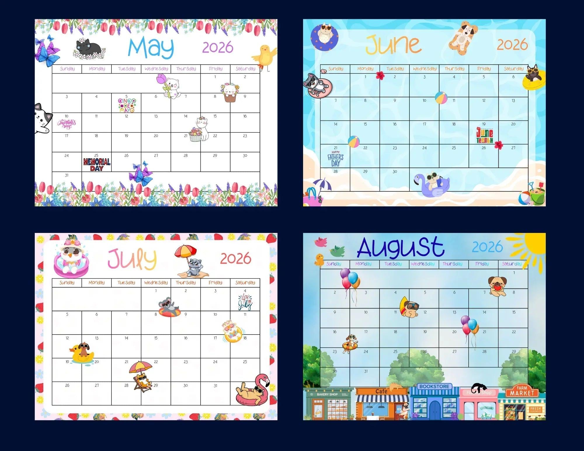 2026 Monthly Calendar - Autumnmist Boutique