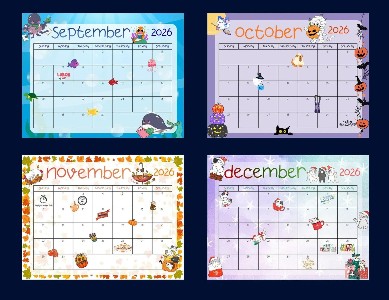 2026 Monthly Calendar - Autumnmist Boutique