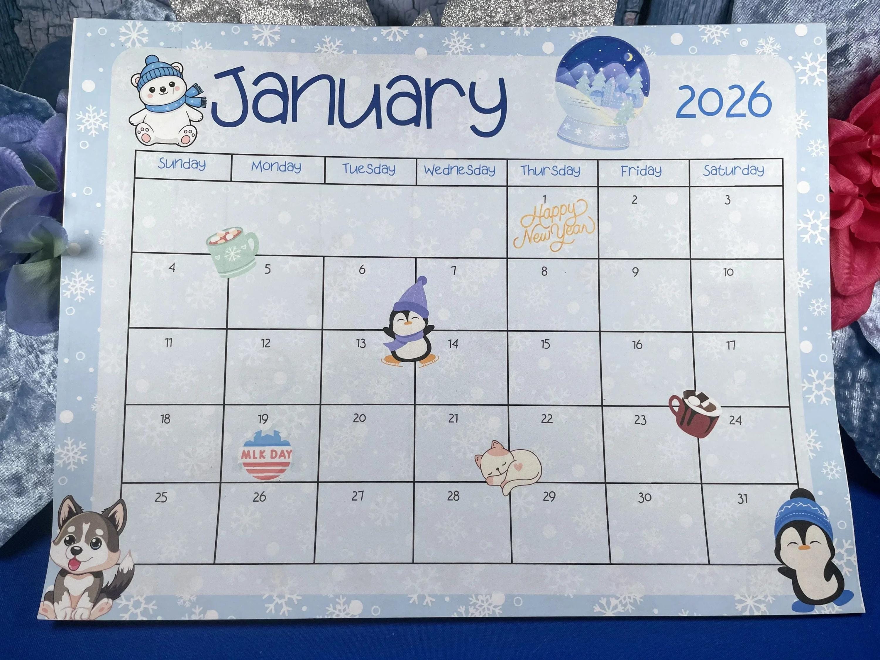 2026 Monthly Calendar - Autumnmist Boutique