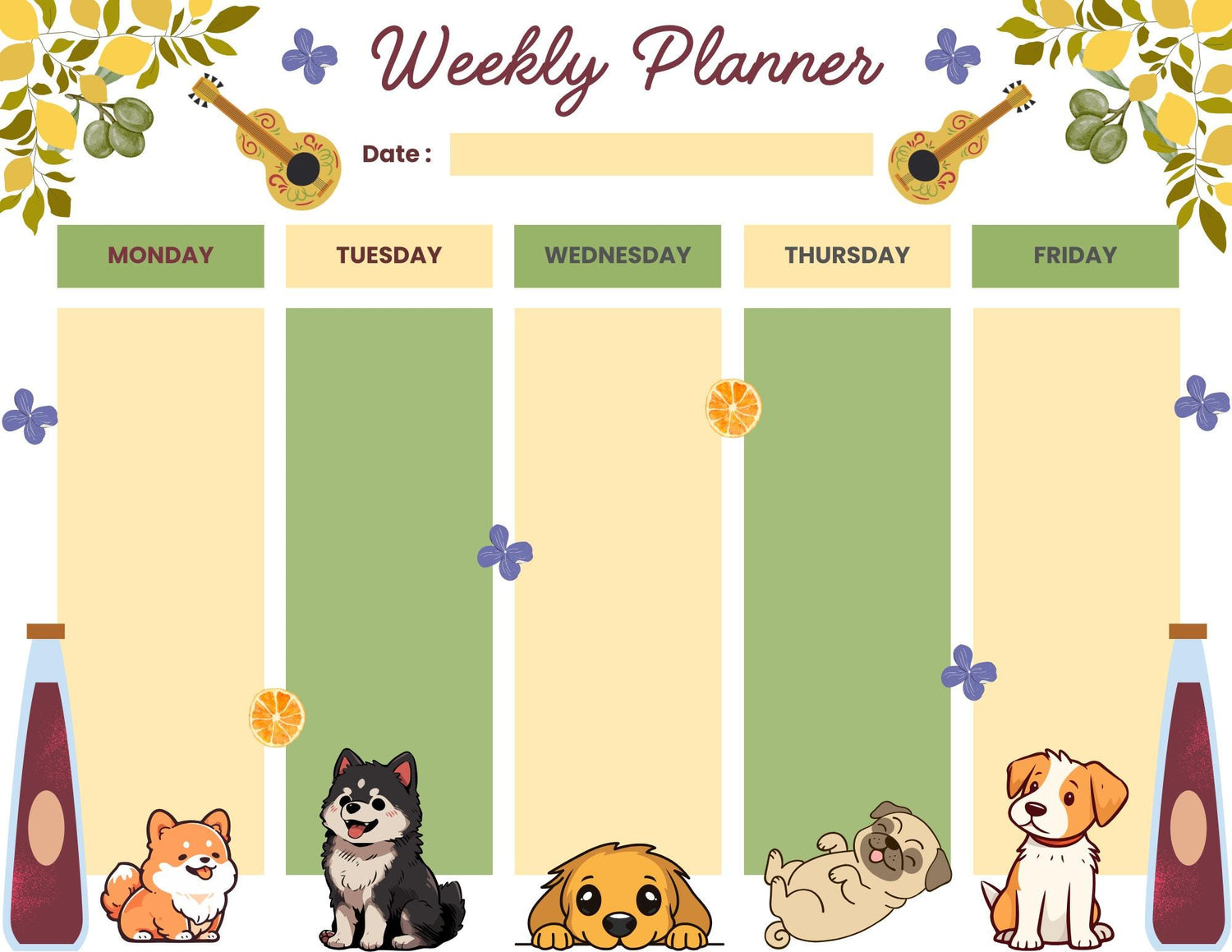 Italian Fun Weekly Planner Notepad 8.5&amp;quot; x 11&amp;quot; Autumnmist Boutique
