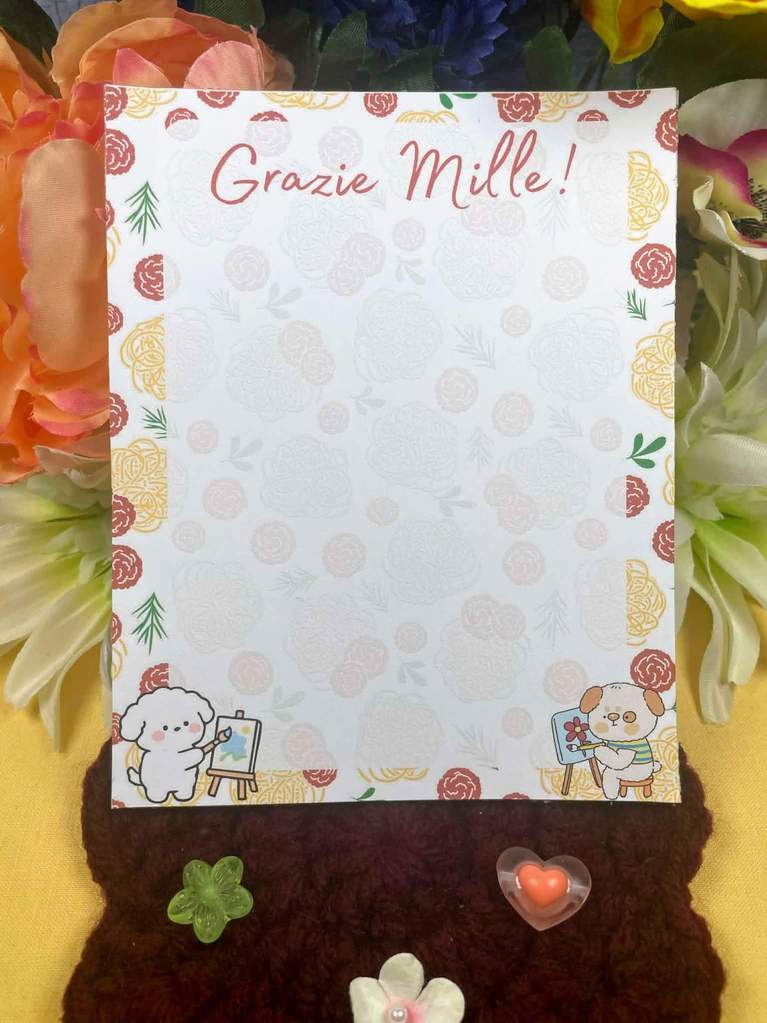 Grazie Mille Italian Dog Notepad 4.25&amp;quot; x 5.5&amp;quot; Autumnmist Boutique