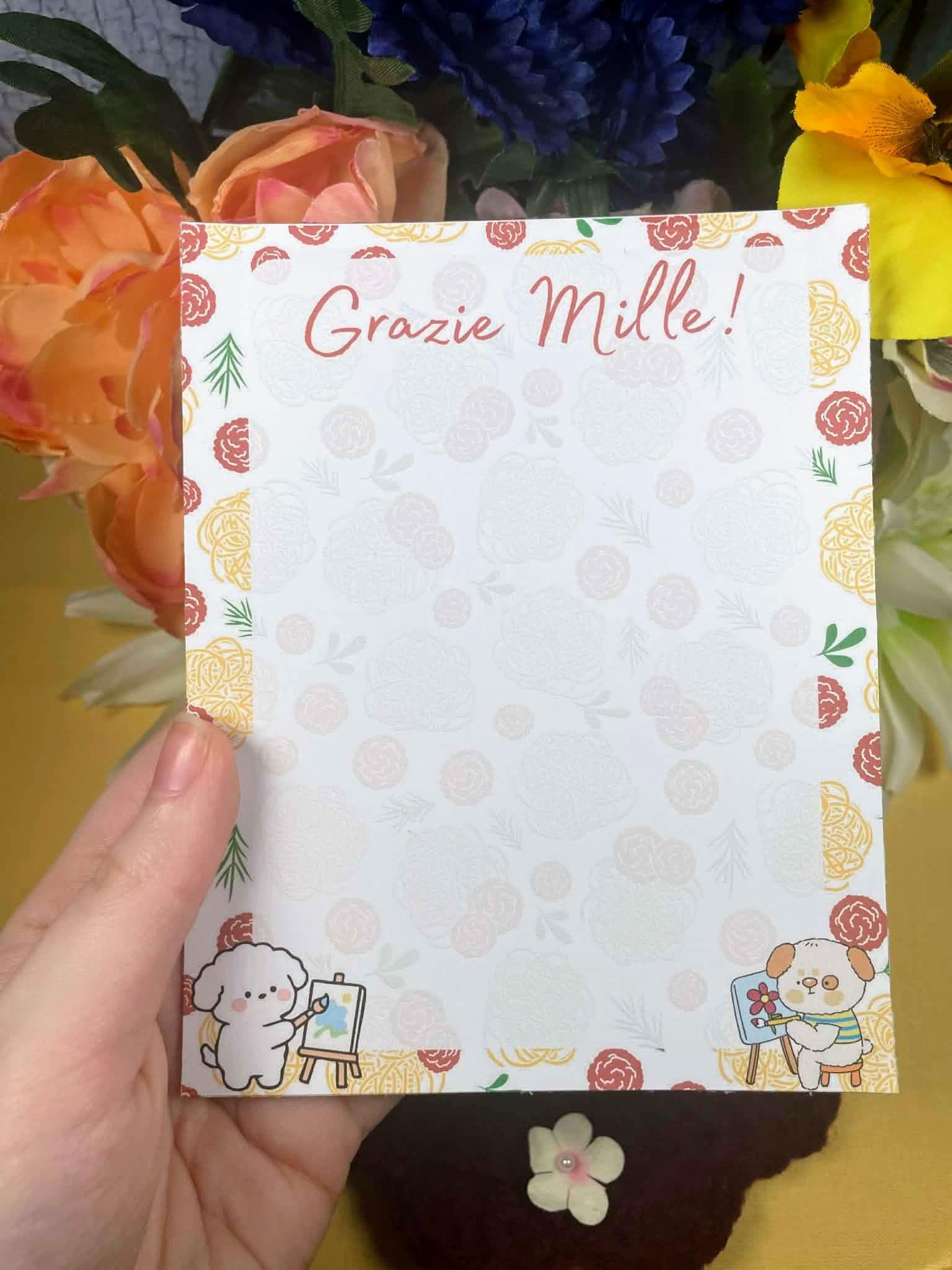 Grazie Mille Italian Dog Notepad 4.25&amp;quot; x 5.5&amp;quot; Autumnmist Boutique