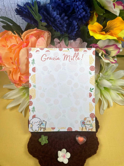 Grazie Mille Italian Dog Notepad 4.25&amp;quot; x 5.5&amp;quot; Autumnmist Boutique