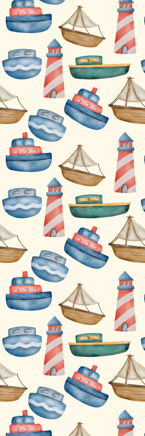 Boats &amp; Lighthouses Collage Laminated Bookmark Autumnmist Boutique