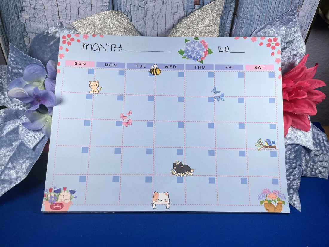 Sweet Paws Parade Blank Calendar Notepad 8.5&amp;quot; x 11&amp;quot; - Autumnmist Boutique