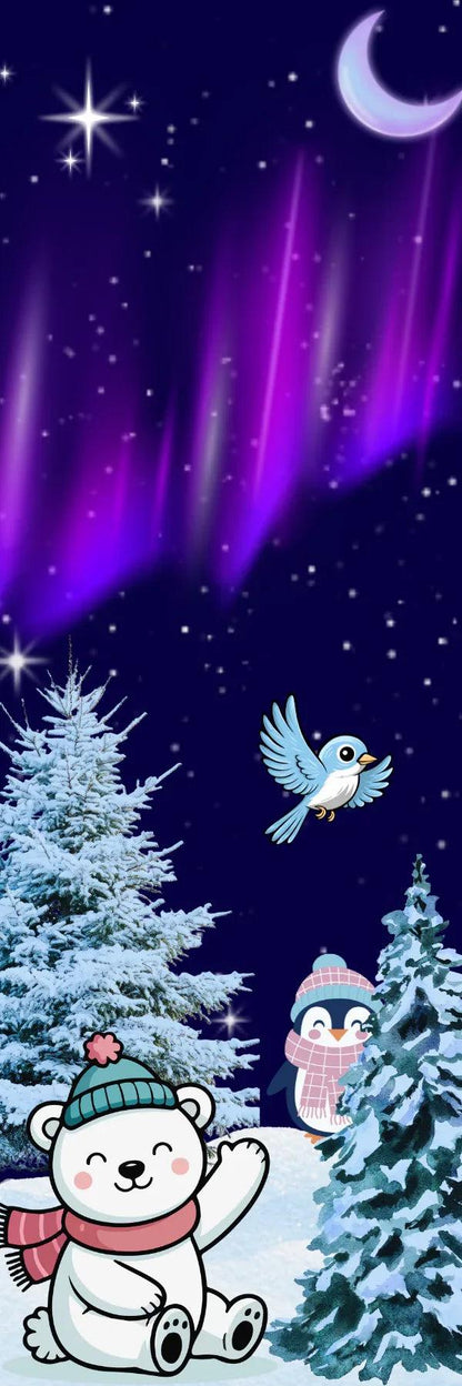 Winter Lights &amp; Snow Friends Laminated Bookmark - Autumnmist Boutique