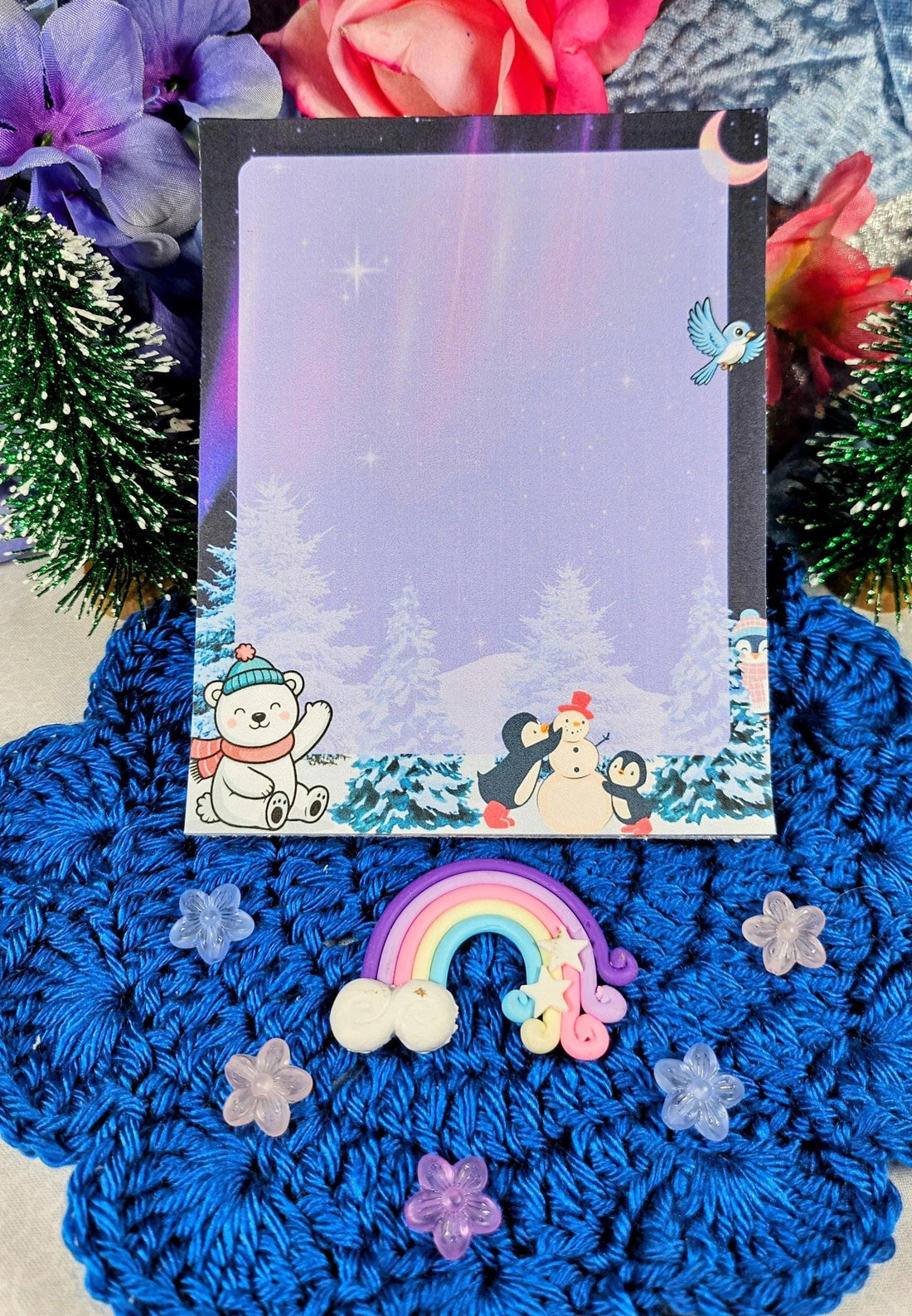 Winter Lights &amp; Snow Friends Notepad 4.25&amp;quot; x 5.5&amp;quot; - Autumnmist Boutique