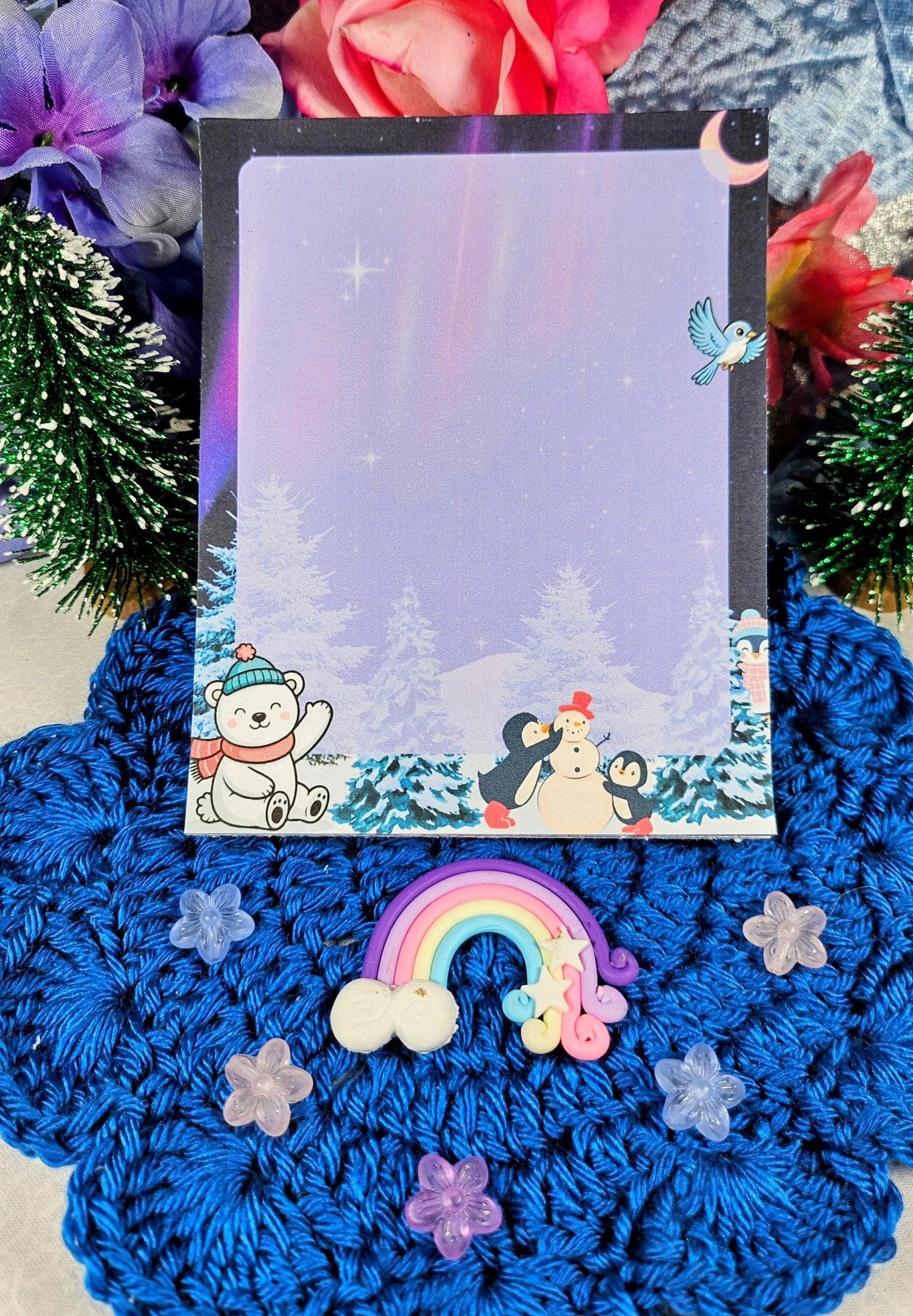 Winter Lights &amp; Snow Friends Notepad 4.25&amp;quot; x 5.5&amp;quot; - Autumnmist Boutique