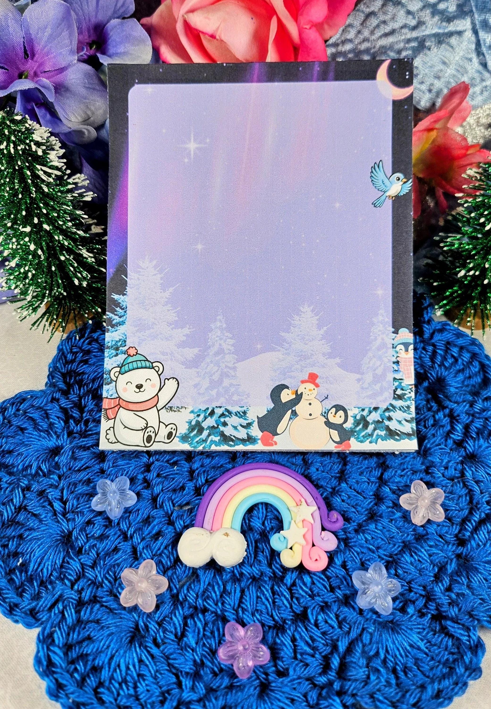 Winter Lights &amp; Snow Friends Notepad 4.25&amp;quot; x 5.5&amp;quot; - Autumnmist Boutique