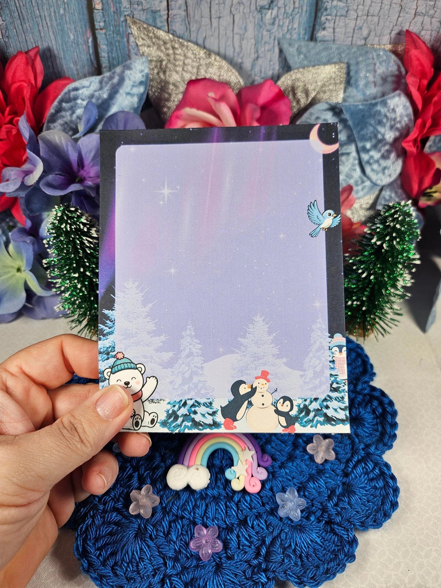 Winter Lights &amp; Snow Friends Notepad 4.25&amp;quot; x 5.5&amp;quot; - Autumnmist Boutique