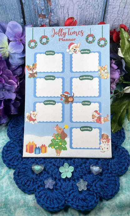 Holly Jolly Weekly Planner Notepad 5.5&amp;quot; x 8.5&amp;quot; - Autumnmist Boutique