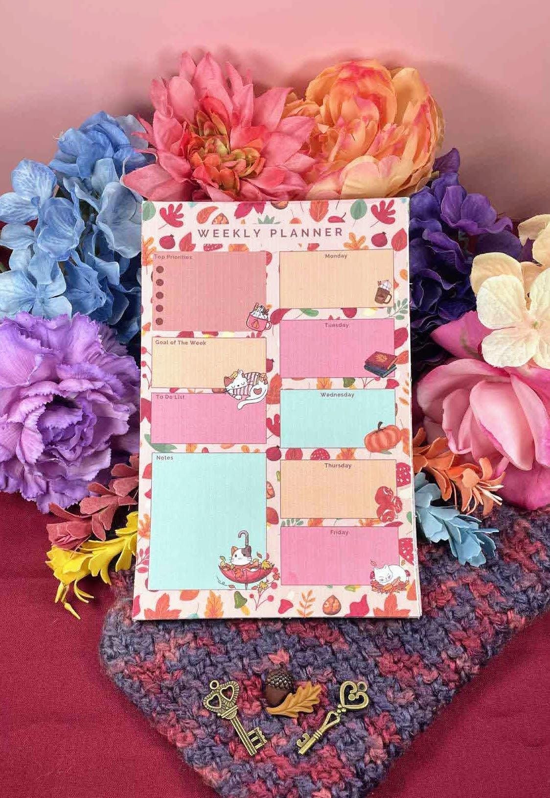 Sweater Weather Weekly Planner Notepad 5.5&amp;quot; x 8.5&amp;quot; - Autumnmist Boutique