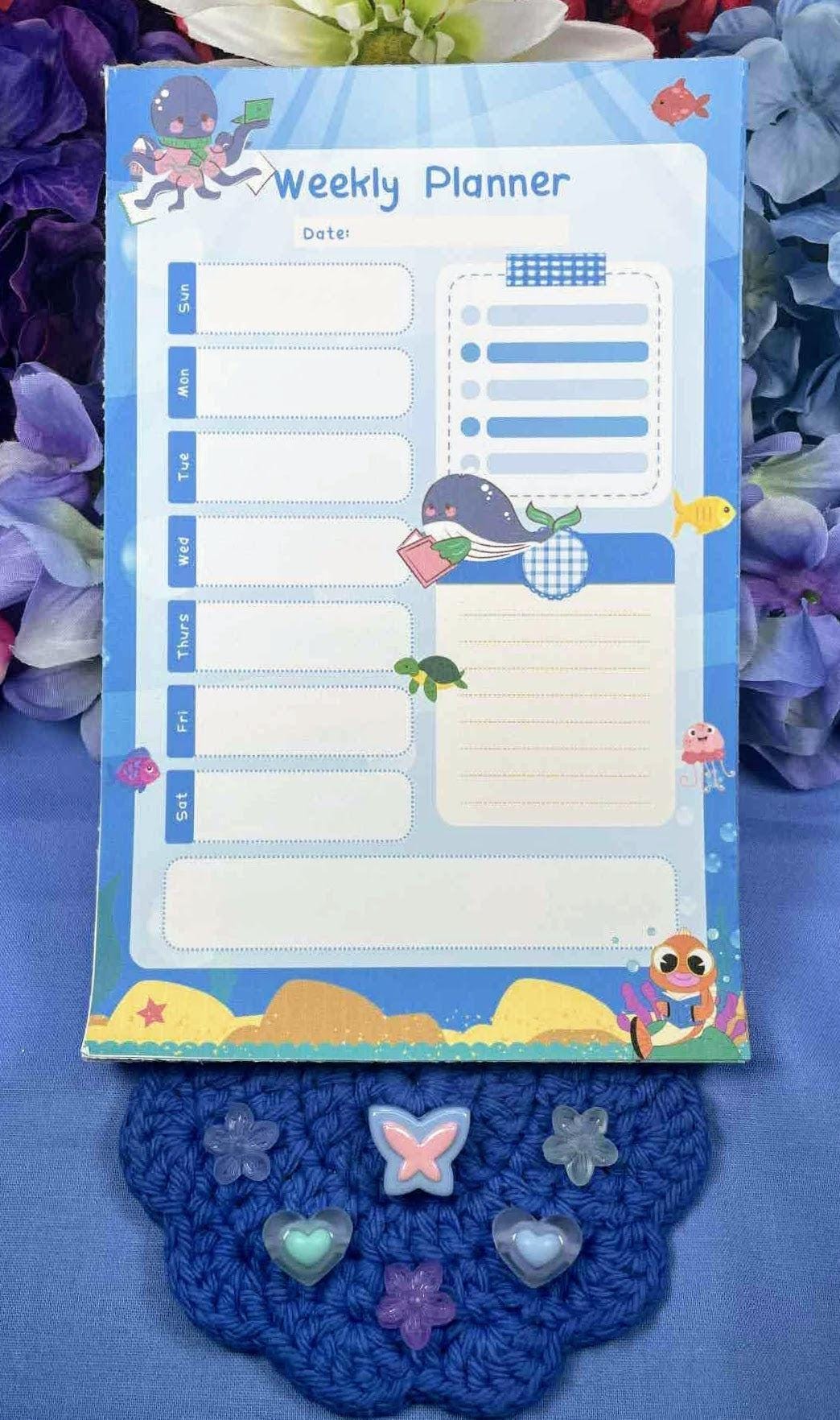 Sea Creature Reading Weekly Planner Notepad 5.5&amp;quot; x 8.5&amp;quot; - Autumnmist Boutique