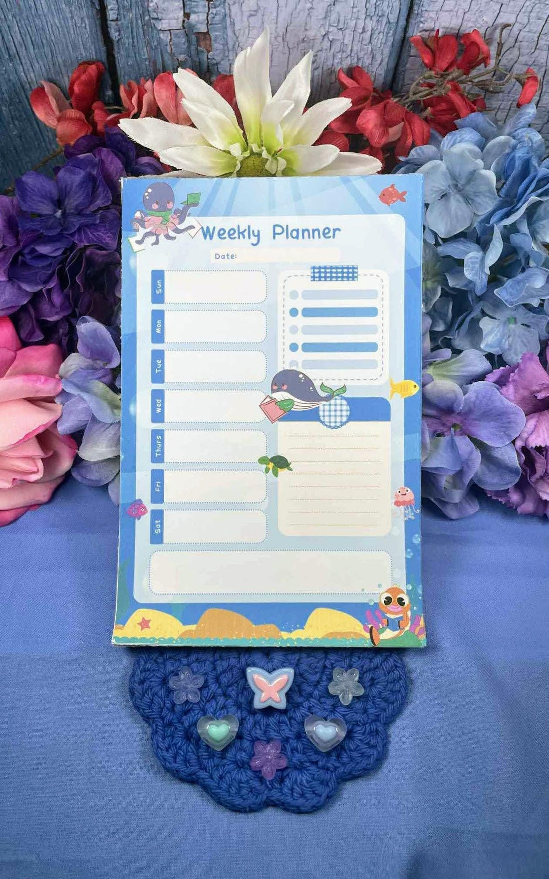 Sea Creature Reading Weekly Planner Notepad 5.5&amp;quot; x 8.5&amp;quot; - Autumnmist Boutique