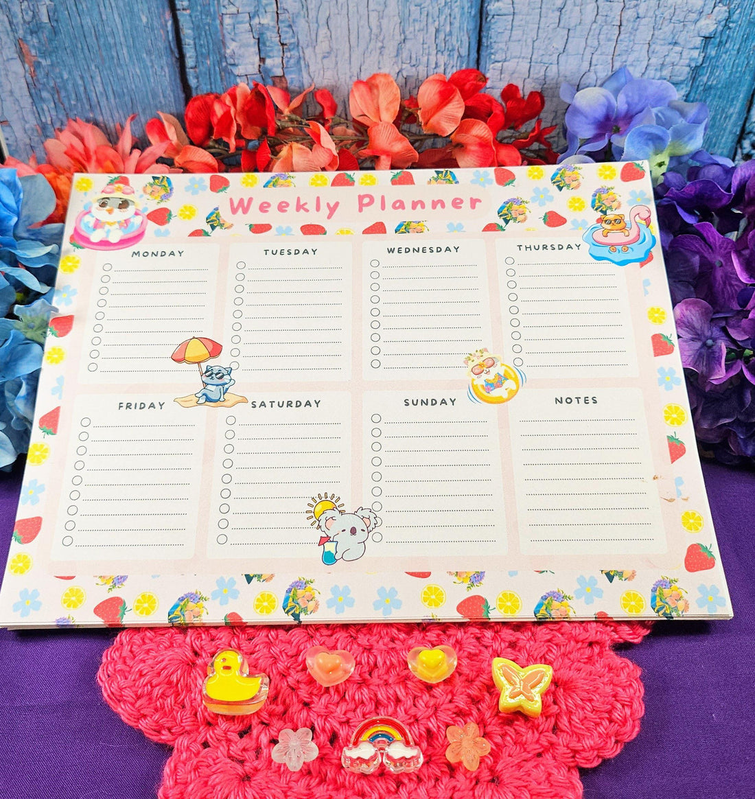 Strawberry &amp; Lemon Weekly Planner Notepad 8.5&amp;quot; x 11&amp;quot; - Autumnmist Boutique