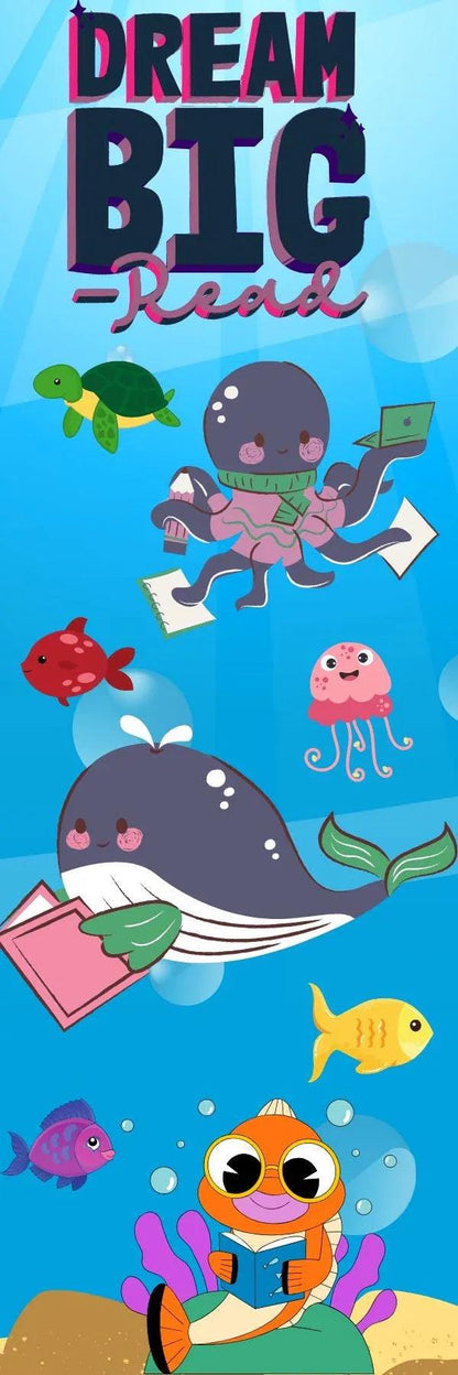 Sea Creature Reading Laminated Bookmark - Autumnmist Boutique
