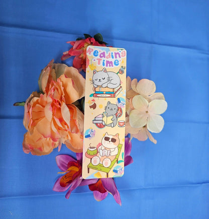 Reading Time Cat Laminated Bookmark - Autumnmist Boutique