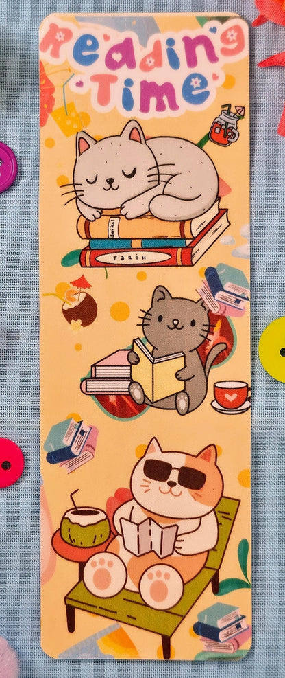 Reading Time Cat Laminated Bookmark - Autumnmist Boutique