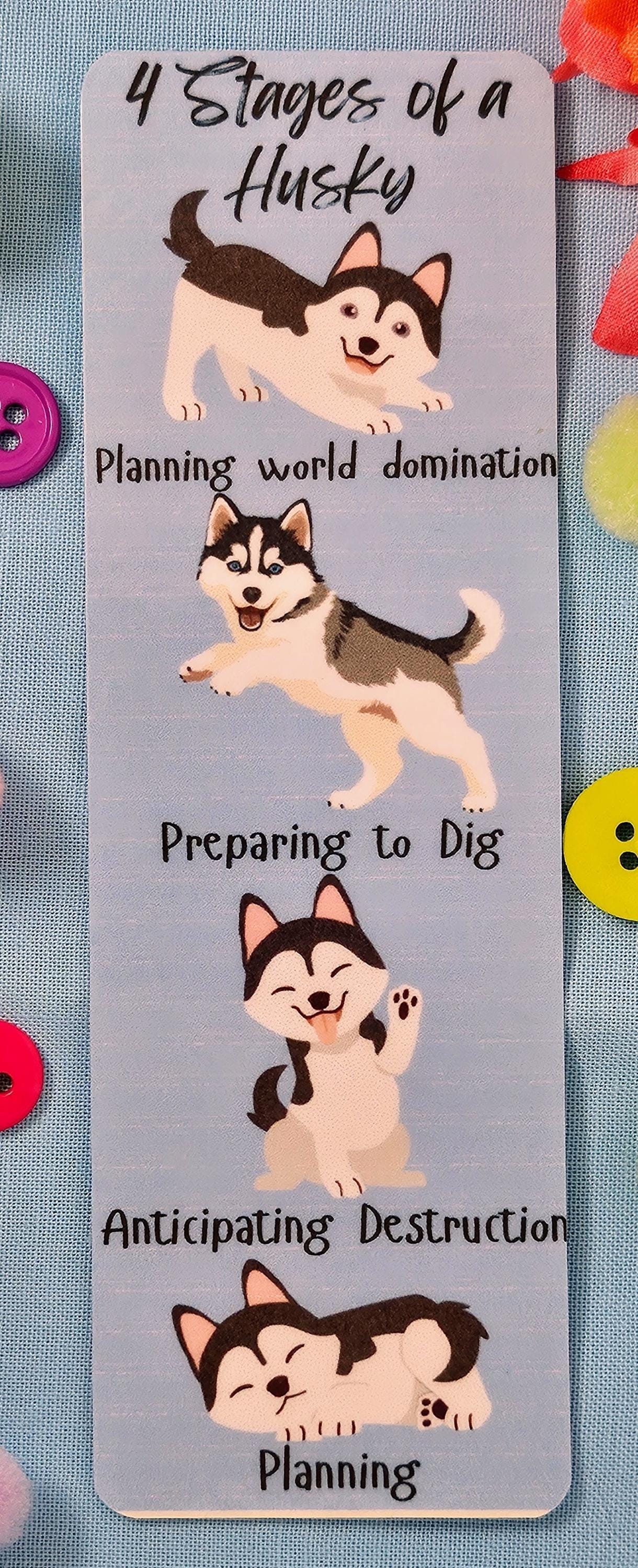 Mischief in Motion Husky Laminated Bookmark - Autumnmist Boutique