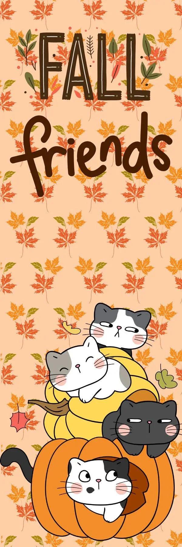 Fall Friends Cat Laminated Bookmark - Autumnmist Boutique