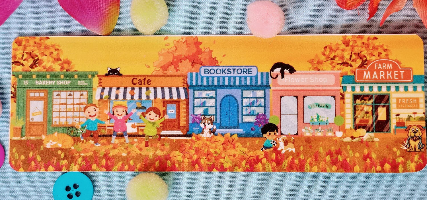 Main Street: Fall Edition Laminated Bookmark - Autumnmist Boutique