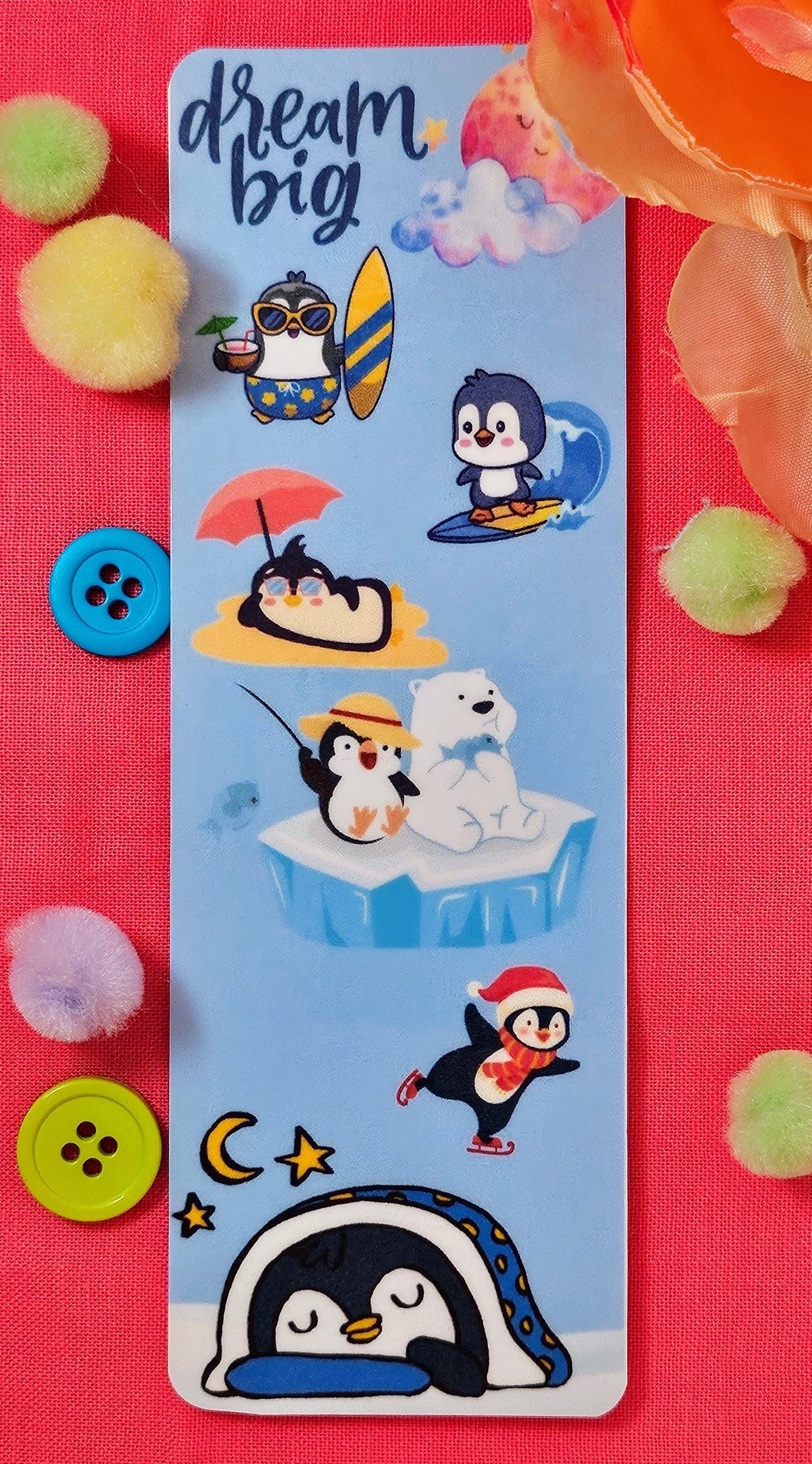 Penguin Adventure Dream Laminated Bookmark - Autumnmist Boutique