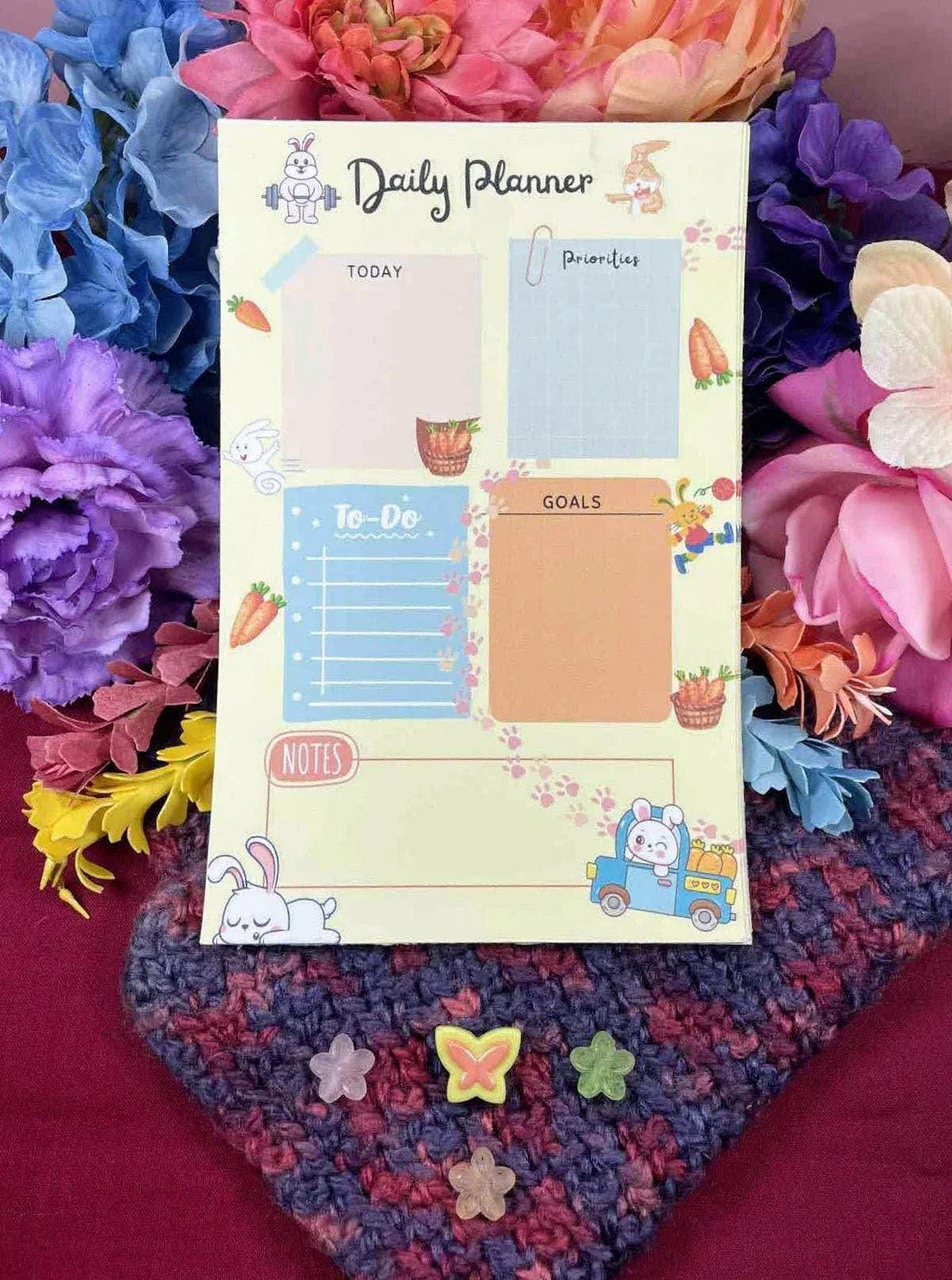 Bunny Carrot Fueled Adventures Weekly Planner Notepad 5.5&amp;quot; x 8.5&amp;quot; - Autumnmist Boutique