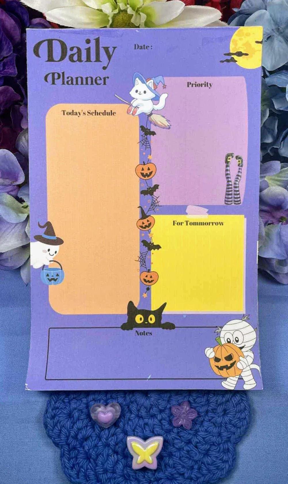 Happy Halloween Whiskers Daily Planner Notepad 5.5&amp;quot; x 8.5&amp;quot; - Autumnmist Boutique