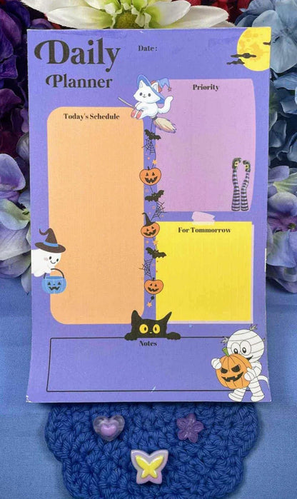 Happy Halloween Whiskers Daily Planner Notepad 5.5&amp;quot; x 8.5&amp;quot; - Autumnmist Boutique