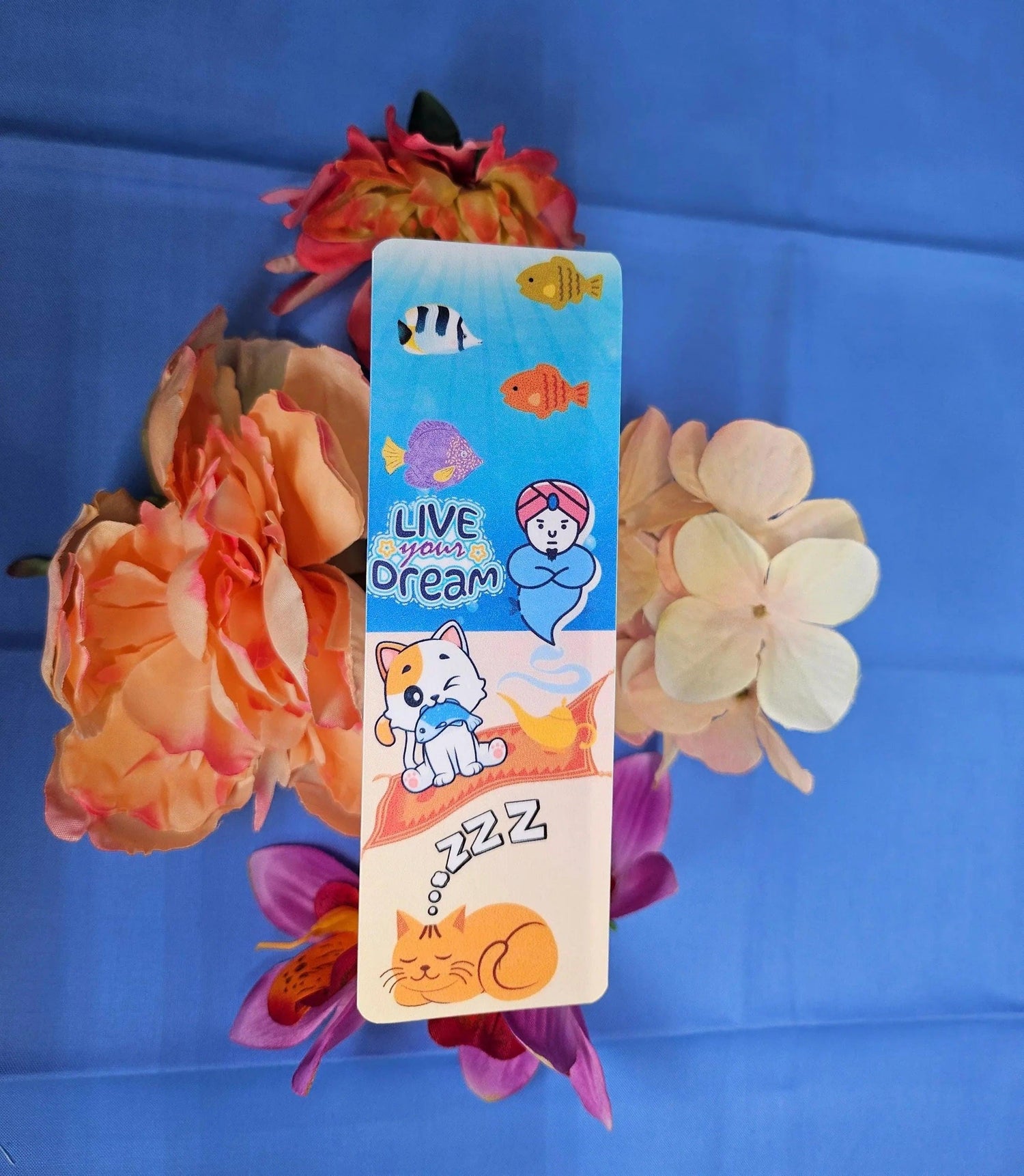 Live Your Dream Genie &amp; Cat Laminated Bookmark - Autumnmist Boutique