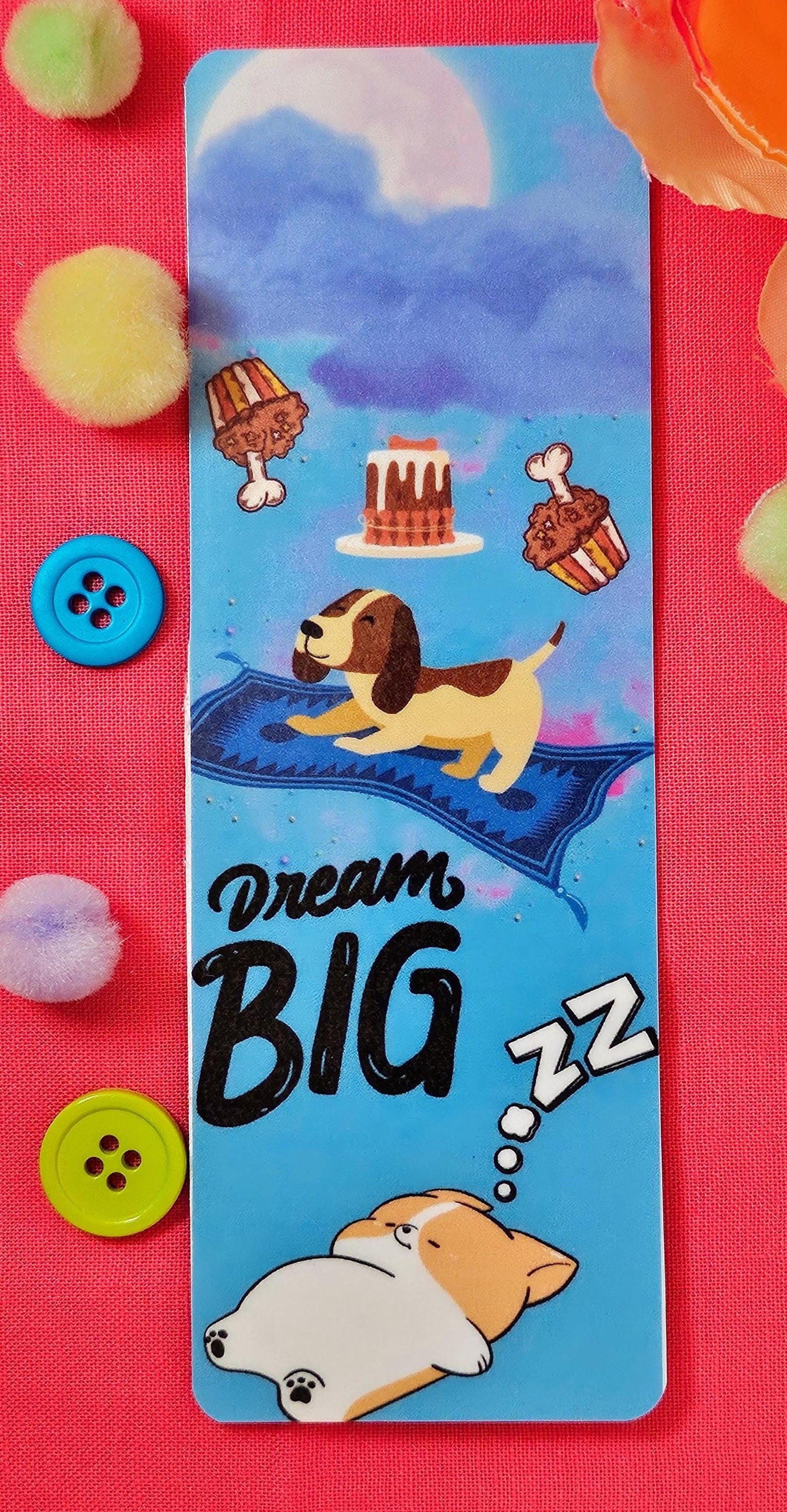 Dream Big Flying Dog Laminated Bookmark - Autumnmist Boutique