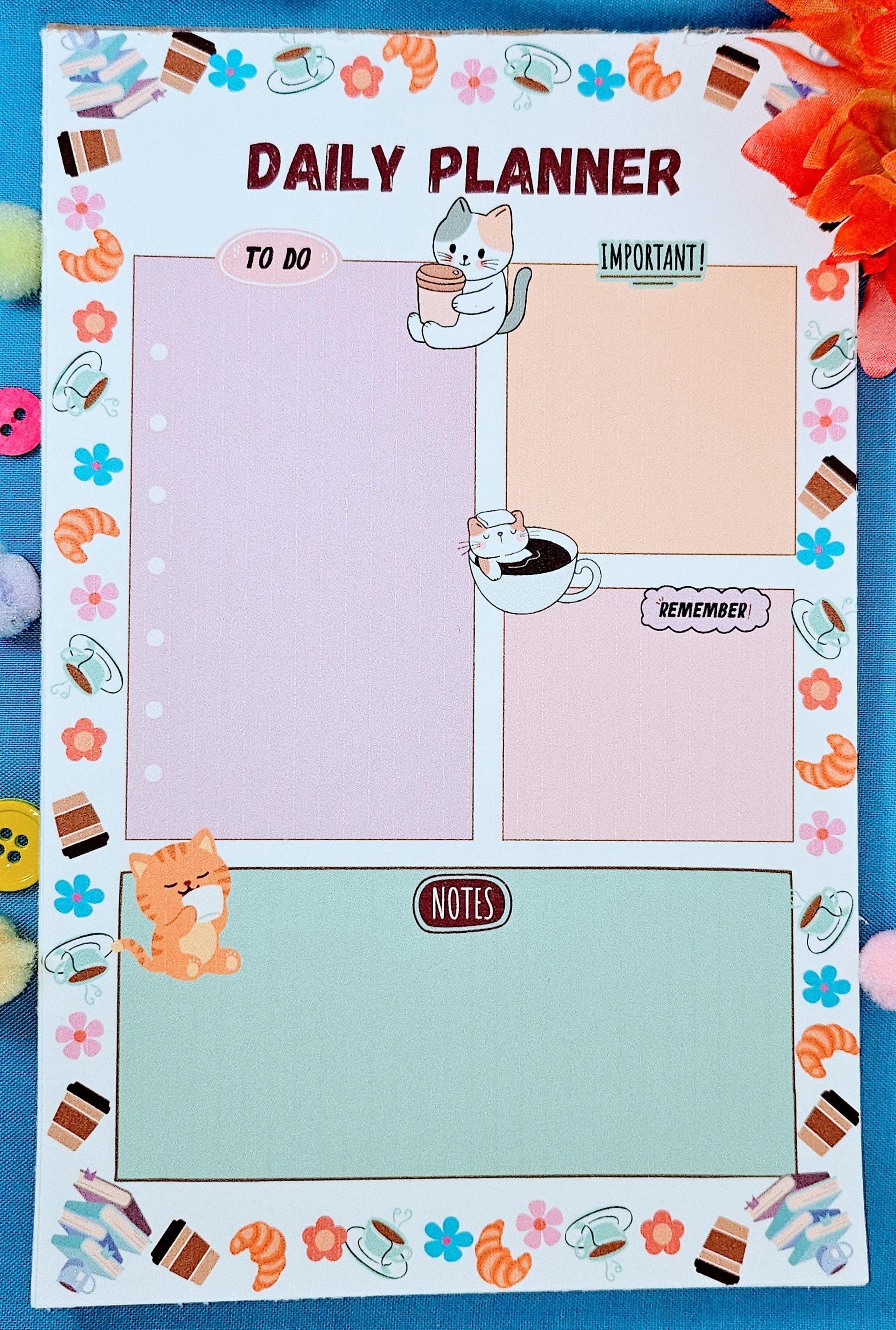 Cat Café Daily Planner Notepad 5.5&amp;quot; x 8.5&amp;quot; - Autumnmist Boutique
